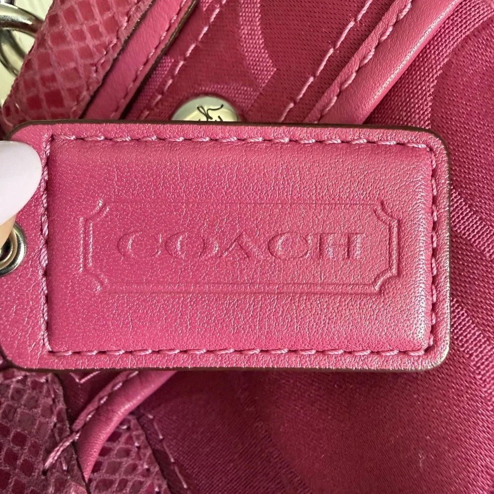 COACH Peyton Tote Bag Purse Signature Hot Pink Y2K Snakeskin Embossed Leather